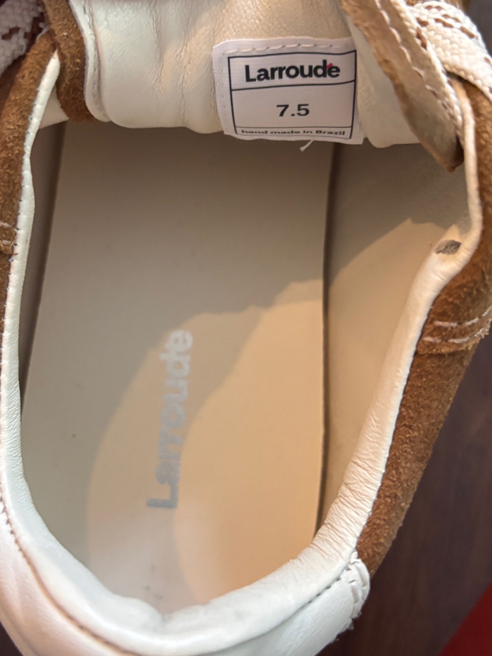 Larroude Stella Brown Suede Sneakers with White Accents size 7.5 - Picture 5 of 11